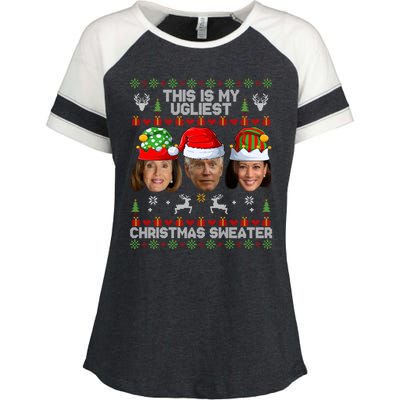 This Is My Ugliest Christmas Sweater Funny Joe Biden Kamala Enza Ladies Jersey Colorblock Tee