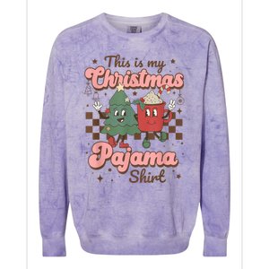 This Is My Christmas Pajama Shirt Funny Christmas Retro Colorblast Crewneck Sweatshirt