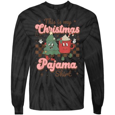 This Is My Christmas Pajama Shirt Funny Christmas Retro Tie-Dye Long Sleeve Shirt