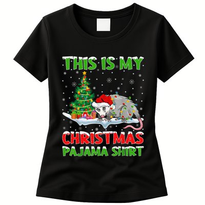 This Is My Christmas Pajama Shirt Opossum Christmas Womens T-Shirt
