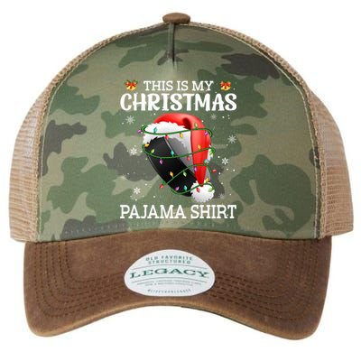 This Is My Christmas Pajama Hockey Xmas Tree Lights Sport Great Gift Legacy Tie Dye Trucker Hat