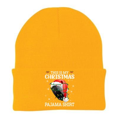 This Is My Christmas Pajama Hockey Xmas Tree Lights Sport Great Gift Knit Cap Winter Beanie