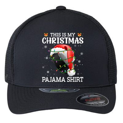 This Is My Christmas Pajama Hockey Xmas Tree Lights Sport Great Gift Flexfit Unipanel Trucker Cap