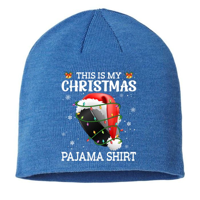 This Is My Christmas Pajama Hockey Xmas Tree Lights Sport Great Gift Sustainable Beanie