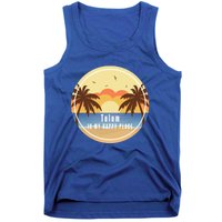 Tulum Is My Happy Place Fun Beach Vacation Palm Trees Sun Gift Tank Top