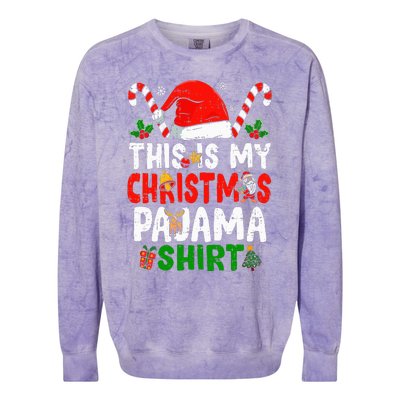 This Is My Christmas Pajama  Funny Christmas Colorblast Crewneck Sweatshirt