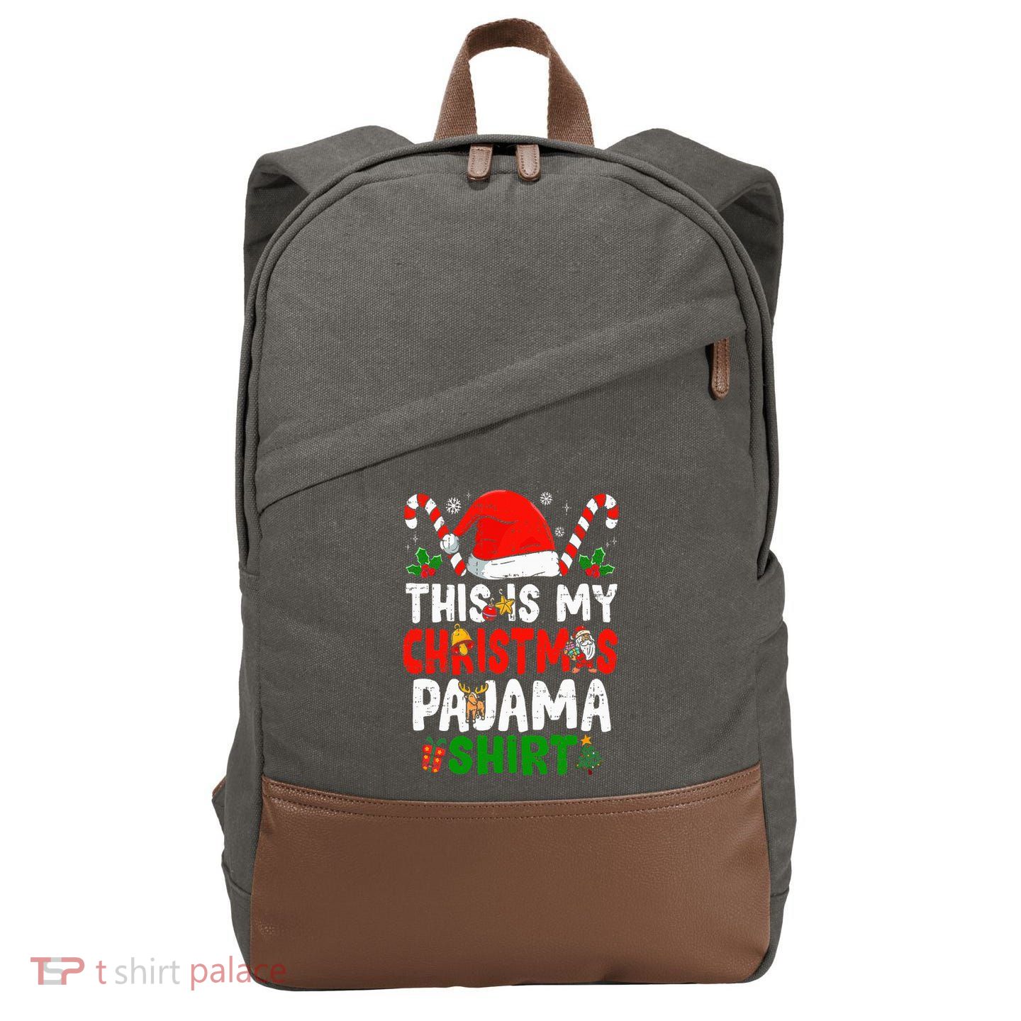 This Is My Christmas Pajama  Funny Christmas Cotton Canvas Backpack