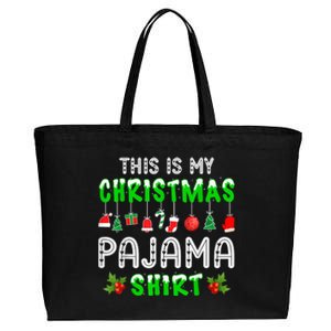 This Is My Christmas Pajama Shirt Cotton Canvas Jumbo Tote