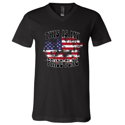 This Is My Pride Flag USA American Patriotic V-Neck T-Shirt