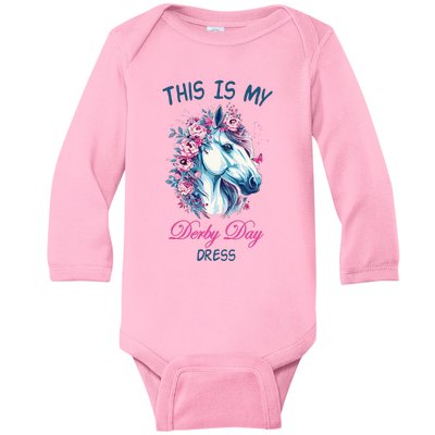 This Is My Derby Day Dress Flowers Butterfly Horse Racing Baby Long Sleeve Bodysuit