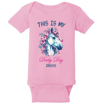 This Is My Derby Day Dress Flowers Butterfly Horse Racing Baby Bodysuit