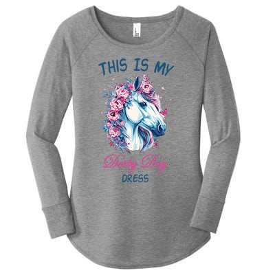 This Is My Derby Day Dress Flowers Butterfly Horse Racing Women's Perfect Tri Tunic Long Sleeve Shirt