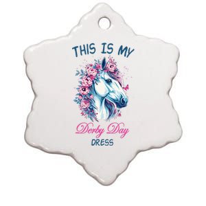 This Is My Derby Day Dress Flowers Butterfly Horse Racing Ceramic Star Ornament