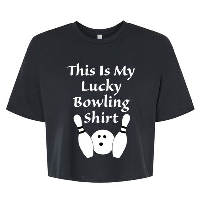 This Is My Lucky Bowling Gift League Sport Gift Bella+Canvas Jersey Crop Tee