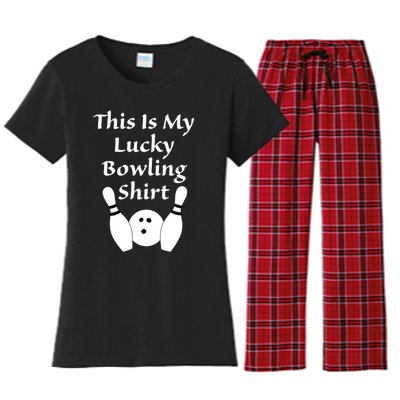 This Is My Lucky Bowling Gift League Sport Gift Women's Flannel Pajama Set