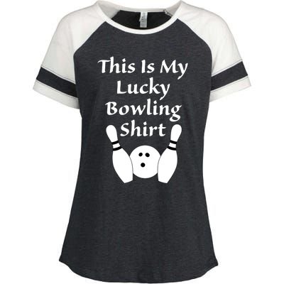 This Is My Lucky Bowling Gift League Sport Gift Enza Ladies Jersey Colorblock Tee