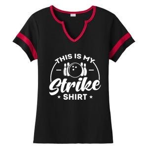 This Is My Strike Bowling Ladies Halftime Notch Neck Tee