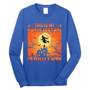 This Is My Hu Costume I Am Really A Witch Gift Long Sleeve Shirt