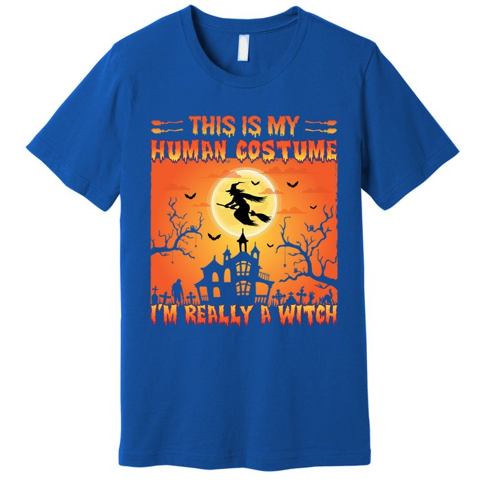 This Is My Hu Costume I Am Really A Witch Gift Premium T-Shirt