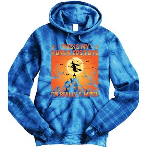 This Is My Hu Costume I Am Really A Witch Gift Tie Dye Hoodie