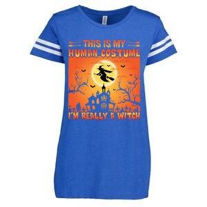 This Is My Hu Costume I Am Really A Witch Gift Enza Ladies Jersey Football T-Shirt