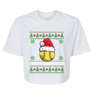 This Is My Christmas Pjamama Softball With Santa Hat Xmas Meaningful Gift Bella+Canvas Jersey Crop Tee