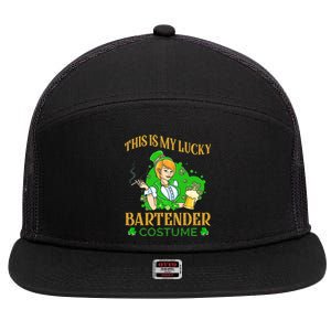 This Is My Lucky Bartender Costume Funny St Patrick Day Gift 7 Panel Mesh Trucker Snapback Hat