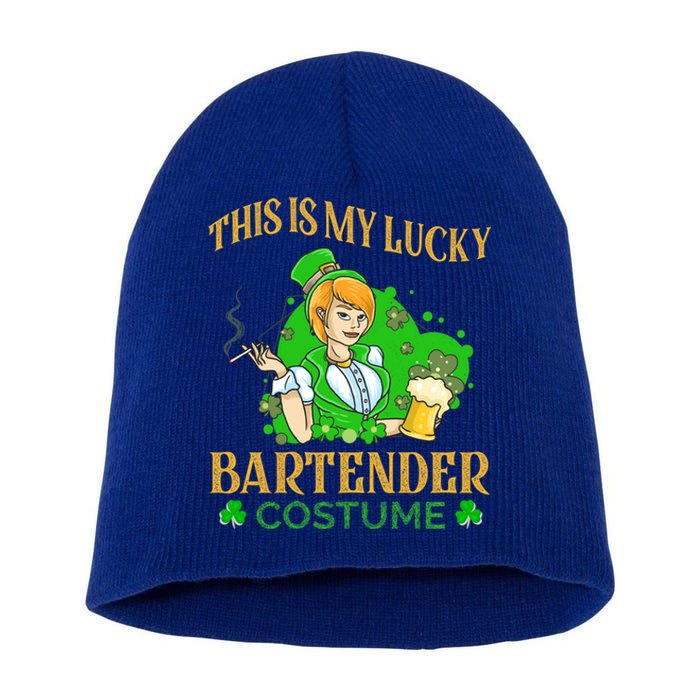 This Is My Lucky Bartender Costume Funny St Patrick Day Gift Short Acrylic Beanie