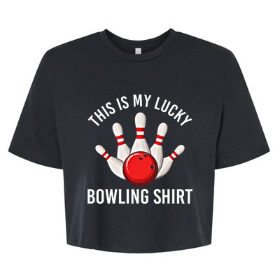 This Is My Lucky Bowling Gift Funny Bowler Gift Bowling Gift Bella+Canvas Jersey Crop Tee