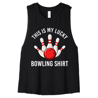 This Is My Lucky Bowling Gift Funny Bowler Gift Bowling Gift Women's Racerback Cropped Tank