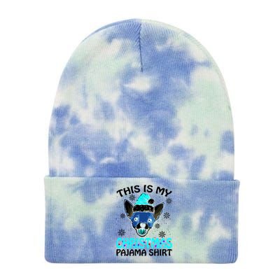 This Is My Christmas Pajama Gift Chihuahua Hat Santa Xmas Gift Tie Dye 12in Knit Beanie