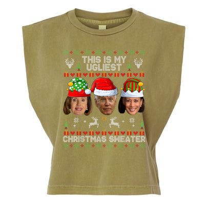 This Is My Ugliest Christmas Sweater Funny Joe Biden Kamala Garment-Dyed Women's Muscle Tee