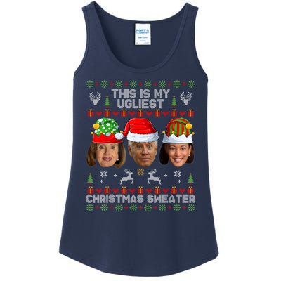 This Is My Ugliest Christmas Sweater Funny Joe Biden Kamala Ladies Essential Tank