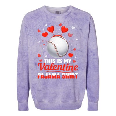 This Is My Valentine Pajama Gift Headband Baseball Players Meaningful Gift Colorblast Crewneck Sweatshirt