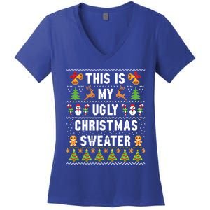 This Is My Ugly Sweater Funny Christmas Gift Women's V-Neck T-Shirt