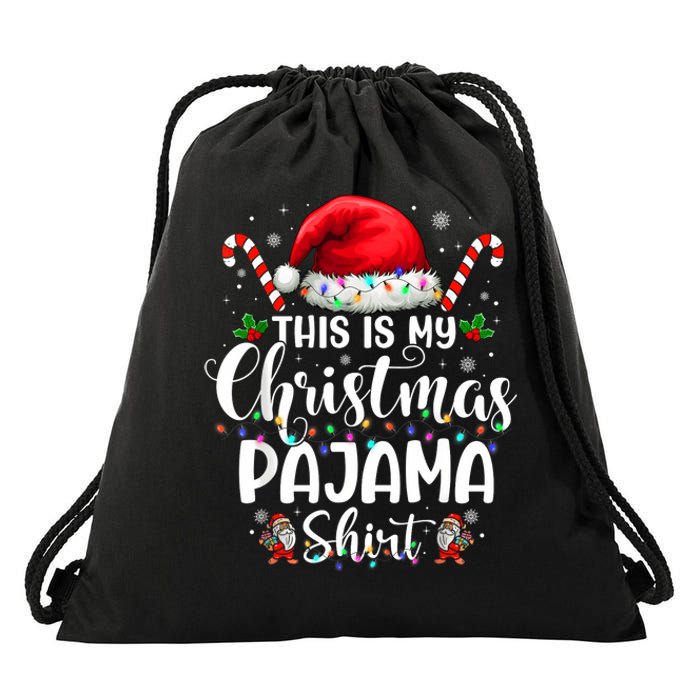 This Is My Christmas Pajama Funny Xmas Pjs Drawstring Bag