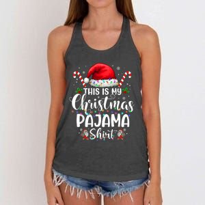 This Is My Christmas Pajama Funny Xmas Pjs Women's Knotted Racerback Tank