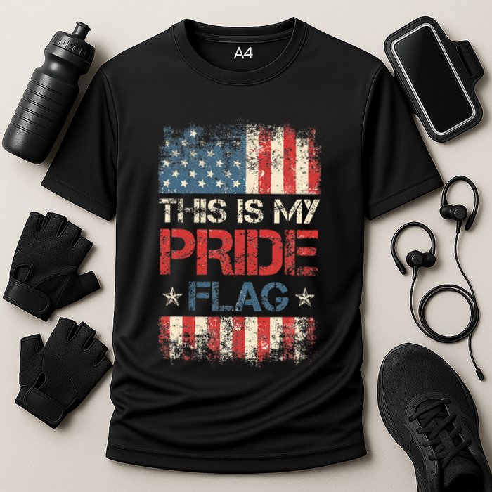 This Is My Pride Flag  American Flag Cooling Performance Crew T-Shirt