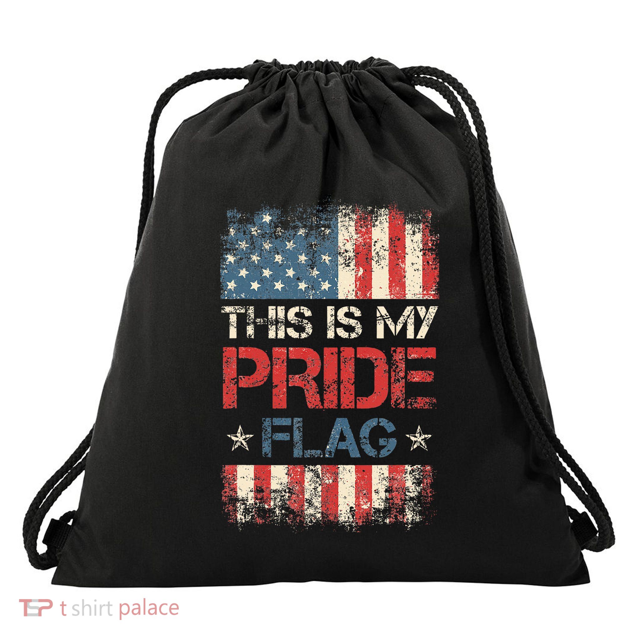 This Is My Pride Flag  American Flag Drawstring Bag