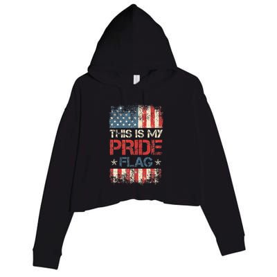This Is My Pride Flag  American Flag Crop Fleece Hoodie