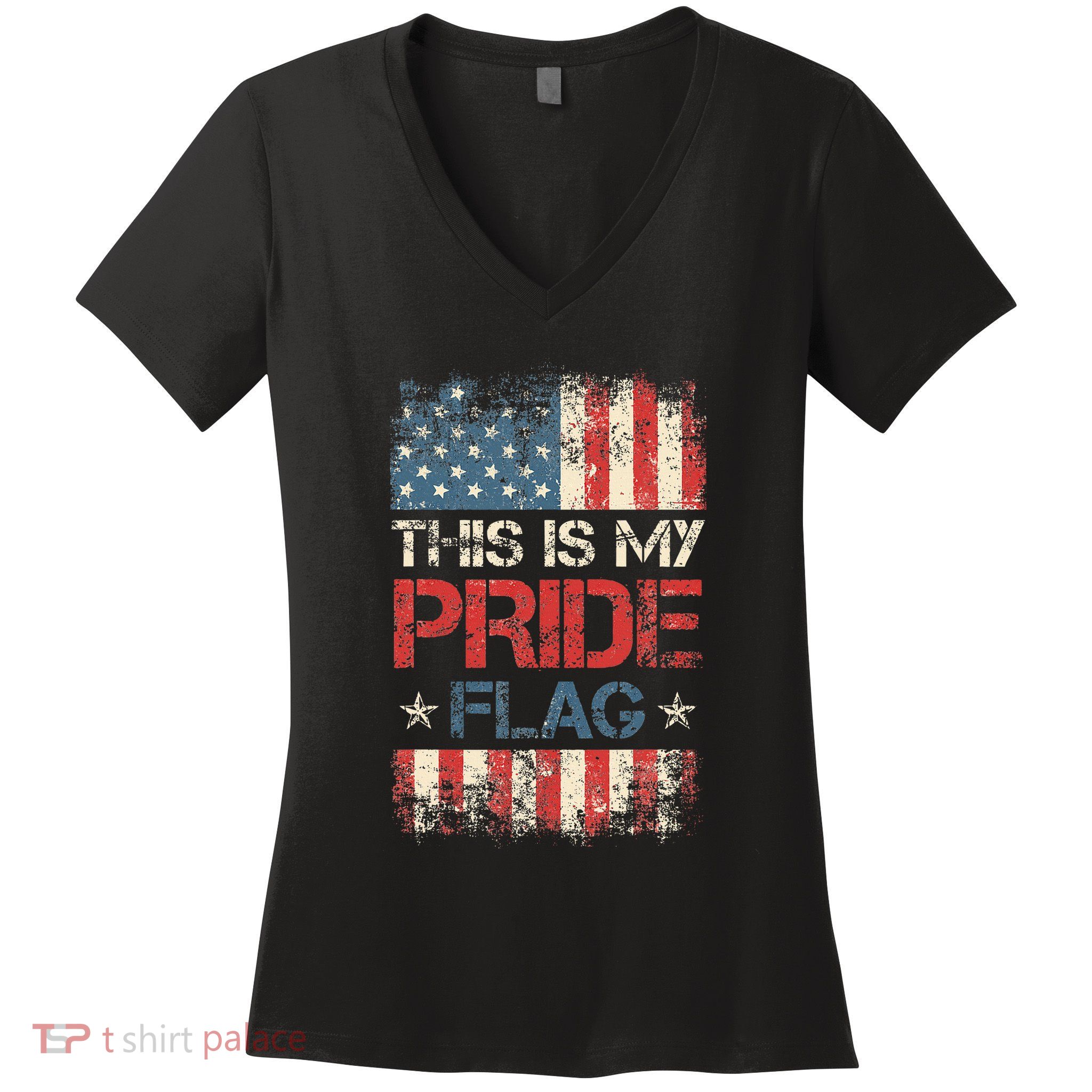 This Is My Pride Flag  American Flag Women's V-Neck T-Shirt