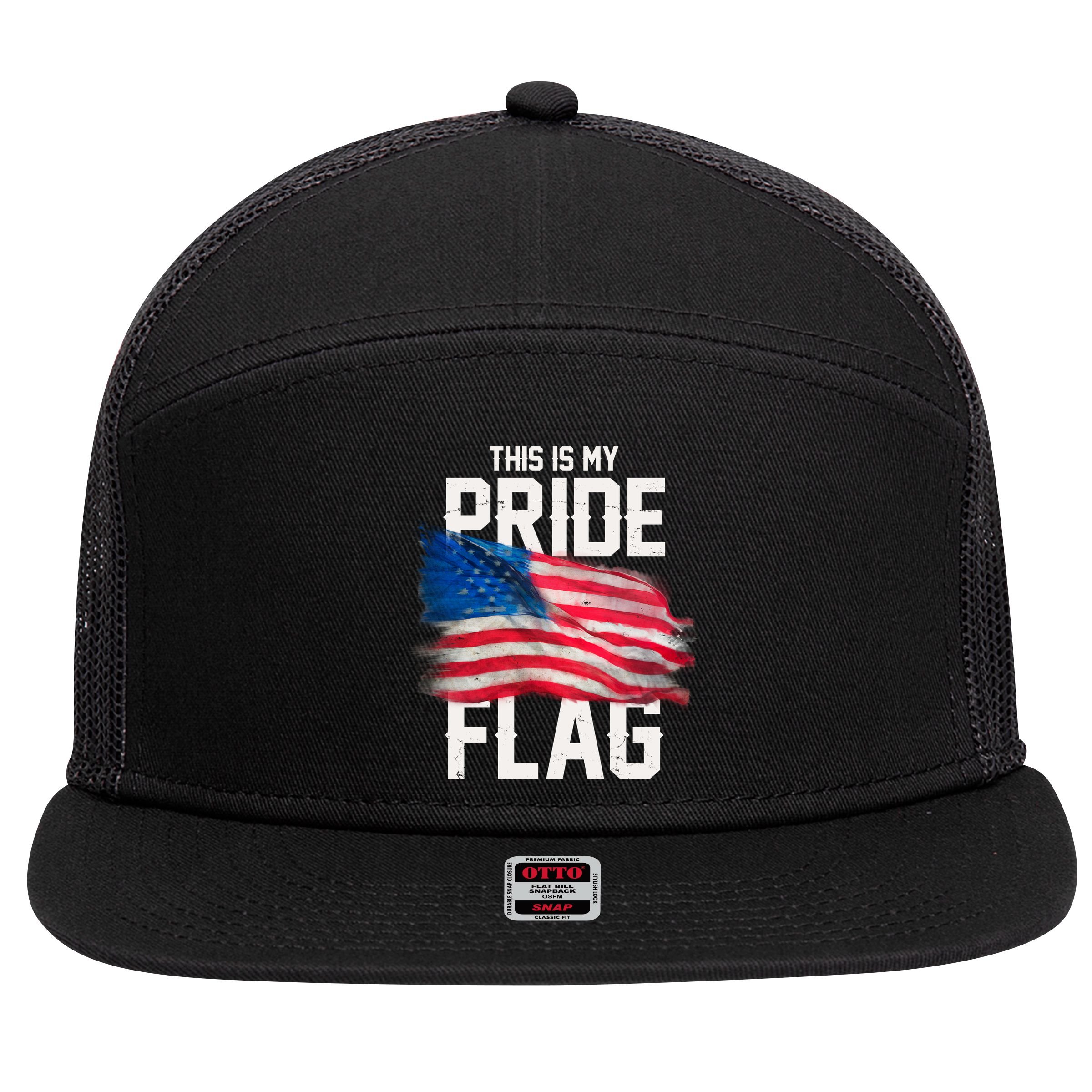 This Is My Pride Flag United States Patriot Flag 7 Panel Mesh Trucker Snapback Hat