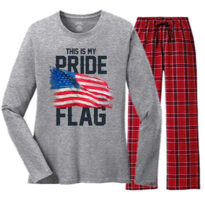 This Is My Pride Flag United States Patriot Flag Women's Long Sleeve Flannel Pajama Set 