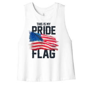 This Is My Pride Flag United States Patriot Flag Women's Racerback Cropped Tank