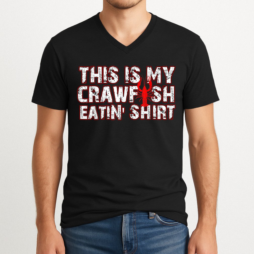 This Is My Crawfish Eating New Orleans Mardi Gras V-Neck T-Shirt