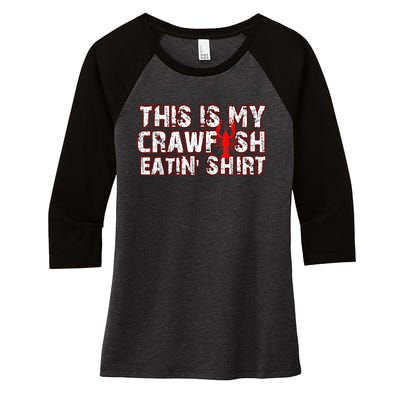 This Is My Crawfish Eating New Orleans Mardi Gras Women's Tri-Blend 3/4-Sleeve Raglan Shirt