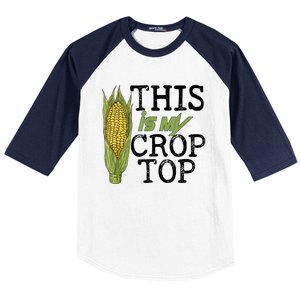 This Is My Crop Top Funny Farmer Farming Corn Lover Baseball Sleeve Shirt