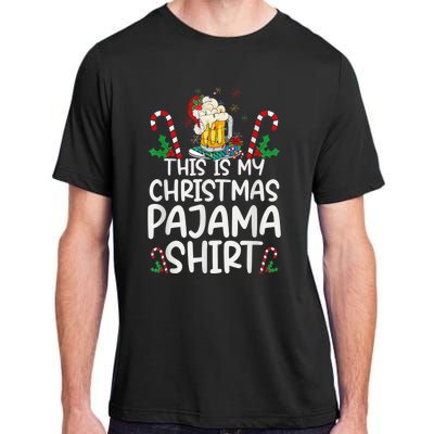 This Is My Christmas Pajama Shirt Beer Santa Hat Adult ChromaSoft Performance T-Shirt