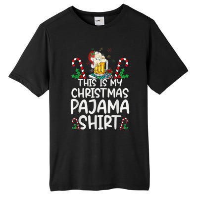 This Is My Christmas Pajama Shirt Beer Santa Hat Tall Fusion ChromaSoft Performance T-Shirt