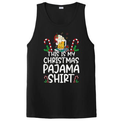 This Is My Christmas Pajama Shirt Beer Santa Hat PosiCharge Competitor Tank